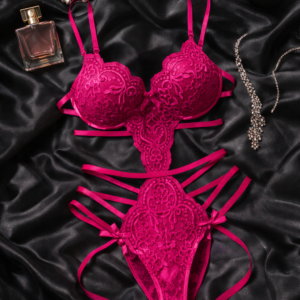 Fuchsia Flame – Lace Teddy
